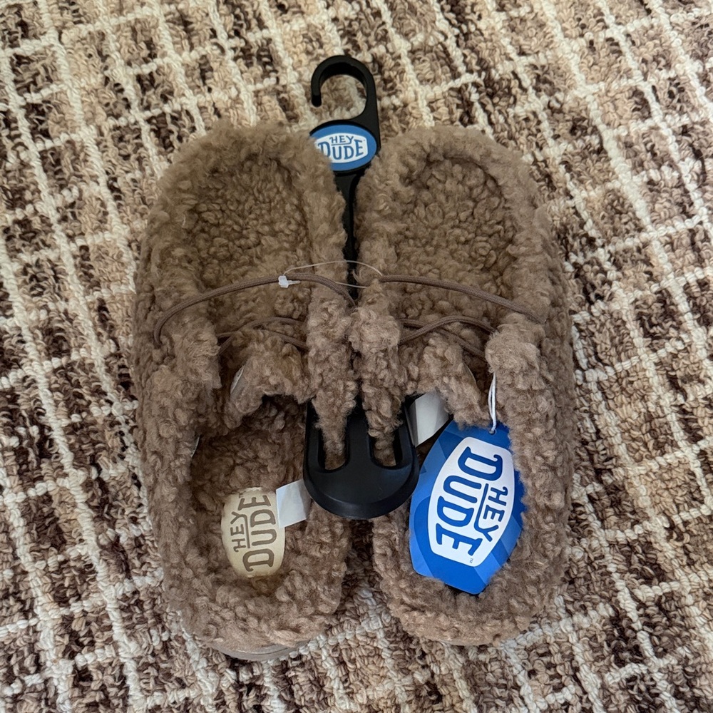 Hey Dude Tan Fuzzy Slippers
